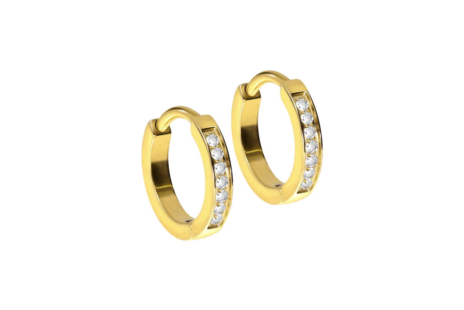 Titan Ohrclicker Creolen EINGEFASSTE KRISTALLE von Piercingline